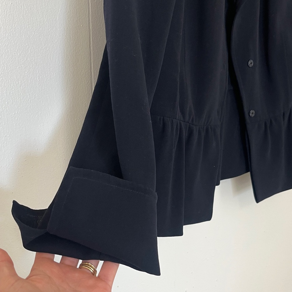Akris Black Wool Peplum Hem French Cuff
 Women's Blazer size 10 - Picture 2 of 13